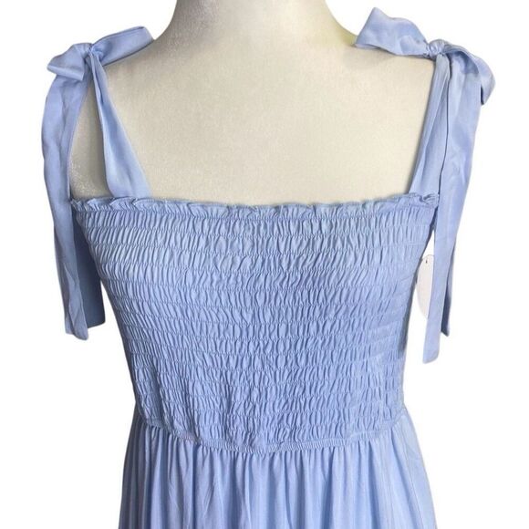 Signify Maxi Sun Dress Smocked Tie Straps Colorblock Tiered Boho Blues XL -NEW - Picture 4 of 7